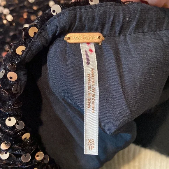 NWOT Free People Nova Black Sequined Velvet Adjustable Mini Dress - Picture 5 of 5